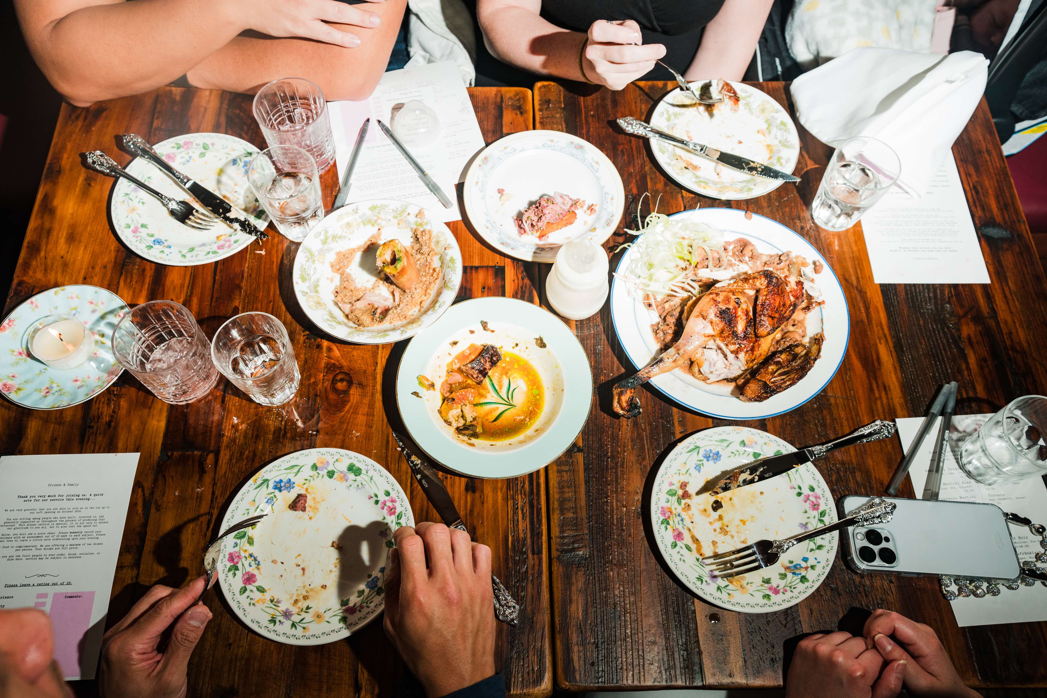 Vintage mismatched tableware and dining experience